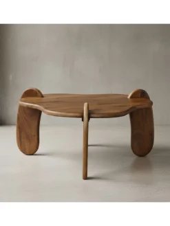 Couchtisch 78x78x39,5 cm Mango Massivholz Walnussfarben Sofatisch