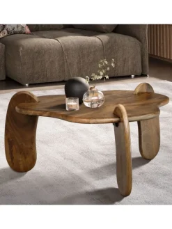 Couchtisch 78x78x39,5 cm Mango Massivholz Walnussfarben Sofatisch