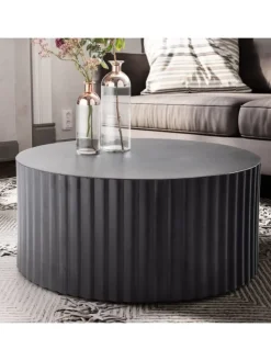 Couchtisch 67x67x31 cm Metall Sofatisch Rund, Design