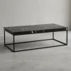 Couchtisch 120x60x38 cm Sofatisch in Marmor-Optik Modern, in Schwarz