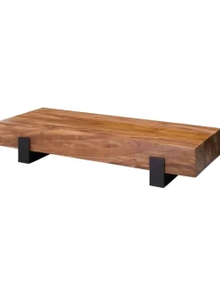 Couchtisch 115x22x44cm Massivholz / Metall Sofatisch, Design