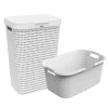 Country Set 2tlg. bestehend aus Korb 40l und Sammler 55l mit Deckel in Weiß