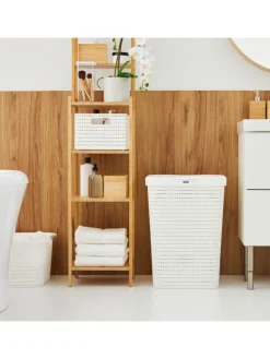 Country Set 2tlg. bestehend aus Korb 40l und Sammler 55l mit Deckel in Weiß