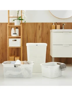 Country Set 2tlg. bestehend aus Korb 40l und Sammler 55l mit Deckel in Weiß