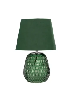 Crystal Velours Tischleuchte max40W E14 Grün 230V Glas/Stoff