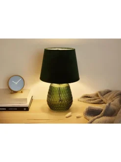 Crystal Velours Tischleuchte max40W E14 Grün 230V Glas/Stoff