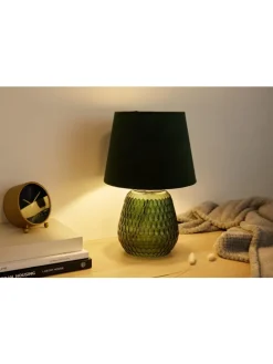 Crystal Velours Tischleuchte max40W E14 Grün 230V Glas/Stoff