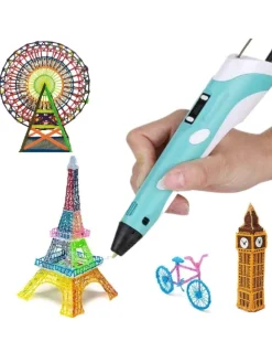 3D Drucker Stift Set Blau für Kinder Erwachsene mit 3 Farben 1.75mm