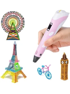 3D Drucker Stift Set Rosa für Kinder Erwachsene mit 3 Farben 1.75mm
