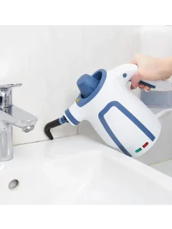 Dampfreiniger ''Vitapur'' in Weiß/ Blau - (B)13 x (H)23 x (T)27 cm