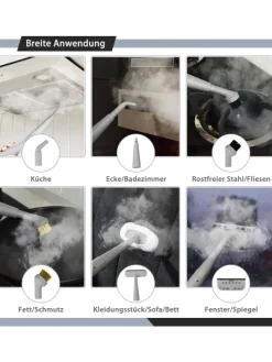 Dampfreiniger 1000W inkl. 10 Zubehör in Grau