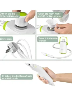 Dampfreiniger 1000W inkl. 10 Zubehör in Grün