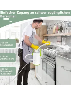 Dampfreiniger 1000W inkl. 10 Zubehör in Grün