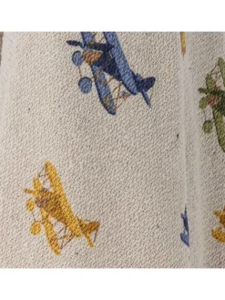 Decke PLANE Natur mit Flugzeugen und Blauen Quasten 160x130 cm