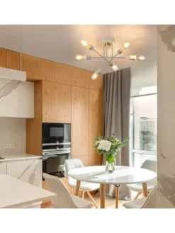 Deckenleuchte 6-flammige E27 in Weiß Retro Flurlampe