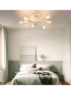 Deckenleuchte 6-flammige E27 in Weiß Retro Flurlampe