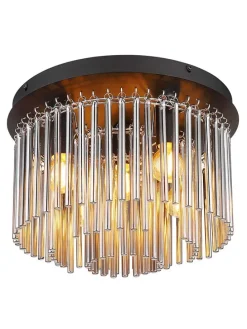 Deckenleuchte "Gorley" in Schwarz/ Braun - Ø 32 cm