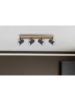 Deckenleuchte in Grau/ Hellbraun - (L)56 x (B)6 x (H)12 cm