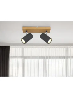 Deckenleuchte in Grau/ Hellbraun - (L)26 x (B)6 x (H)12 cm