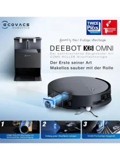 DEEBOT X8 OMNI BLACK EU Saugroboter in Schwarz