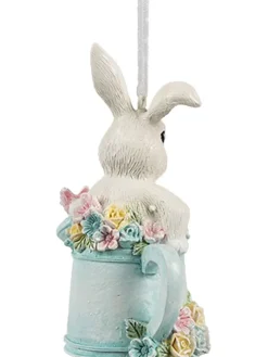 Dekoanhänger "Kaninchen" in Weiß/ Mint - (B)8 x (H)10 x (T)4 cm