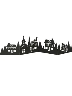 Dekoaufsteller "Häuserreihe" in Schwarz - (B)78 x (H)17,5 cm