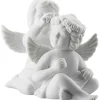 Dekofigur "Engelpaar mit Blumenkranz" in Weiß - (B)5,5 x (H)6,5 x (T)5 cm