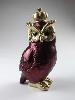 Dekofigur ''Eule'' in Gold/ Lila - (L)24 cm