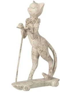 Dekofigur "Katze auf Roller" in Grau - (B)11,5 x (H)19 x (T)5 cm