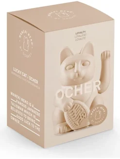 Dekofigur ''Lucky Cat'' in Beige - (B)10,5 x (H)15 x (T)8,5 cm