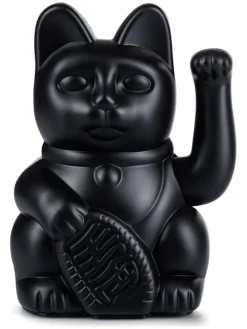 Dekofigur ''Lucky Cat'' in Schwarz - (B)10,5 x (H)15 x (T)8,5 cm