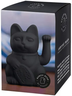 Dekofigur ''Lucky Cat'' in Schwarz - (B)10,5 x (H)15 x (T)8,5 cm