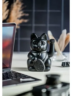 Dekofigur ''Lucky Cat'' in Schwarz - (B)10,5 x (H)15 x (T)8,5 cm