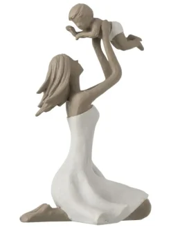 Dekofigur ''Mutter und Kind'' in Weiß/ Taupe - (B)12 x (H)18 x (T)10 cm