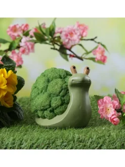 Dekofigur Schnecke Brokkoli Gartendeko für Beet Garten H: 11cm in grün