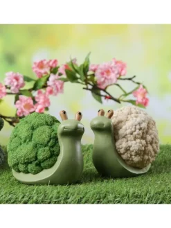 Dekofigur Schnecke Brokkoli Gartendeko für Beet Garten H: 11cm in grün