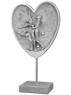 Dekofigur "tanzendes Paar" in Silber - (B)17 x (H)30 cm