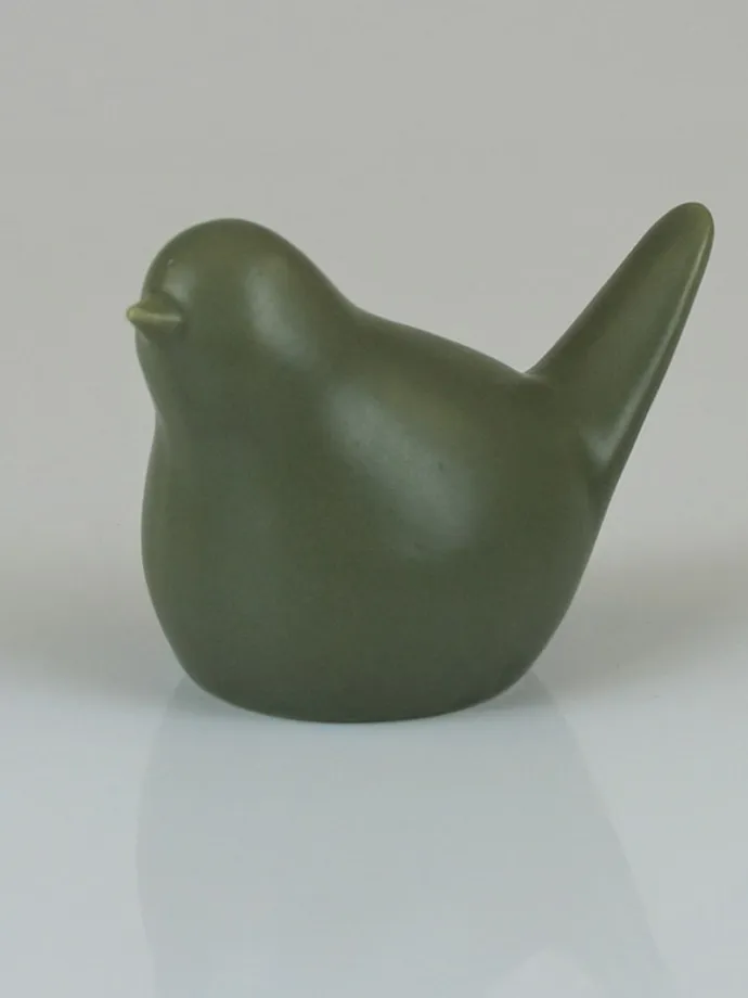 Dekofigur "Vogel" in Khaki - (B)12 x (H)9 cm