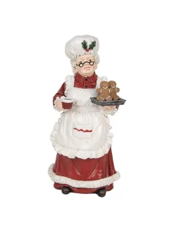 Dekofigur "Weihnachtsfrau" in Rot/ Weiß - (B)15 x (H)30 cm