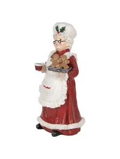 Dekofigur "Weihnachtsfrau" in Rot/ Weiß - (B)15 x (H)30 cm