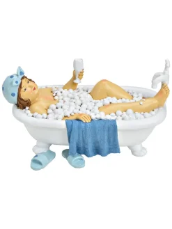 Dekofigur "Woman" in Weiß/ Blau - (B)20 x (H)11 cm