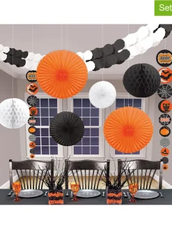 Dekohänger in Orange/ Schwarz/ Weiß - 9 Stück