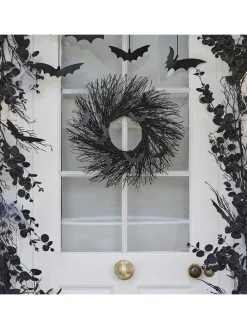 Deko-Kranz "Black Twigs with Bats" in Schwarz