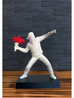 Dekoobjekt in Weiß/ Rot - (B)14 x (H)16,5 cm