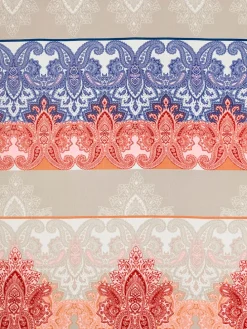 Dekoschal in Beige/ Rot/ Blau