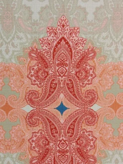 Dekoschal in Beige/ Rot/ Blau