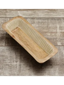 Dekoschale aus Mangoholz in natur/weiß - L: 30m