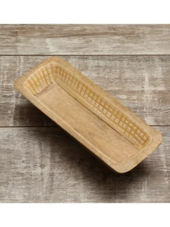 Dekoschale aus Mangoholz in terracotta/weiß - L: 30cm