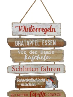 Dekoschild "Winterregeln" in Hellbraun - (B)35 x (H)46 cm