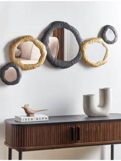 Dekospiegel CHARNY in Gold/Schwarz - (W) 109 x (H) 44 x (L) 3 cm